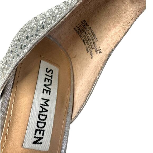 Steve Madden Imina Ankle Strap Silver Rhinestone Sandal Size 7.5 - Picture 12 of 13